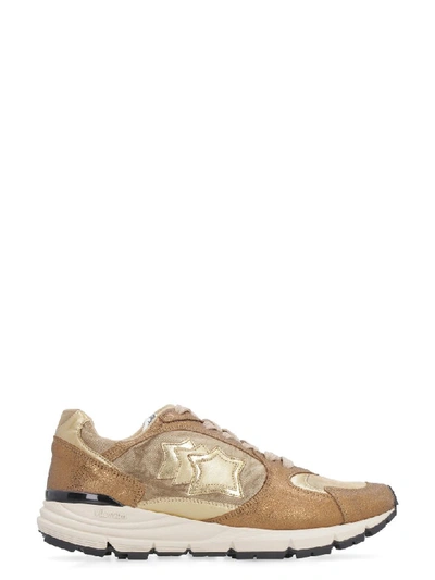 Shop Atlantic Stars Mira Techno-fabric And Leather Sneakers In Gold