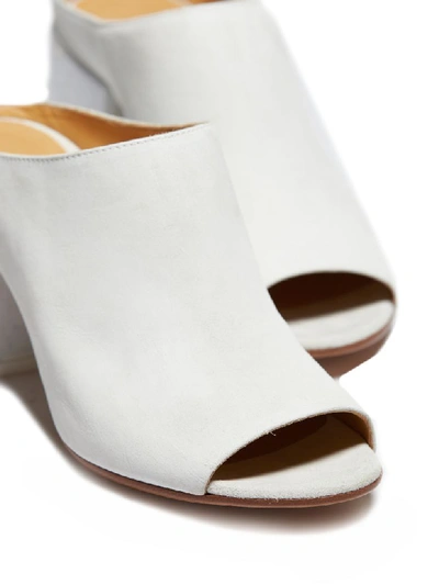 Shop Mm6 Maison Margiela Painted Heel Mules In Bianco