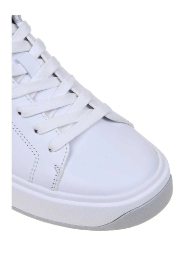 Shop Balmain B-court Sneakers In Leather White / Silver