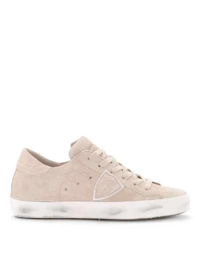 Shop Philippe Model Paris Nude Pink Suede Sneaker. In Rosa