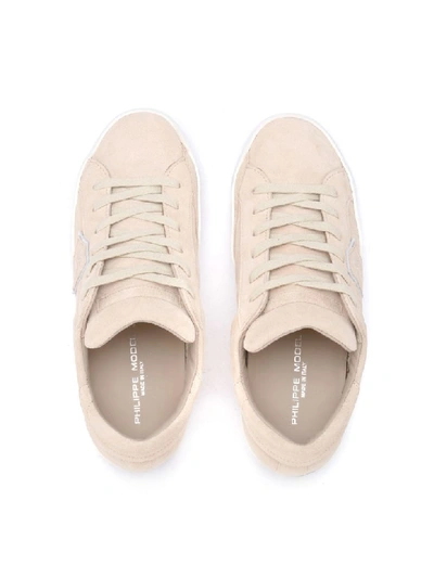 Shop Philippe Model Paris Nude Pink Suede Sneaker. In Rosa