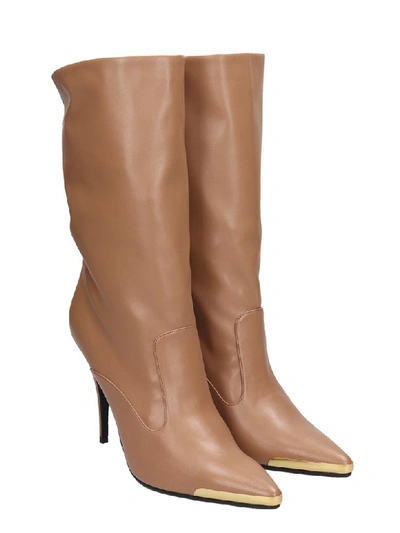 Shop Stella Mccartney High Heels Ankle Boots In Beige Faux Leather
