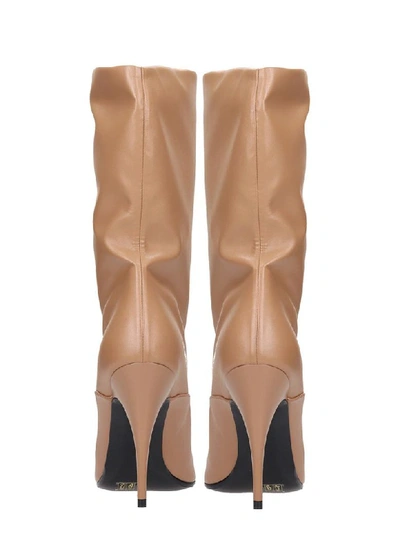 Shop Stella Mccartney High Heels Ankle Boots In Beige Faux Leather