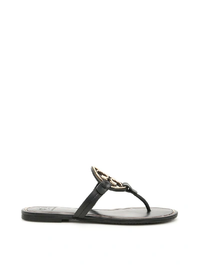 Shop Tory Burch Miller Sandals In Perfect Black Gold (black)