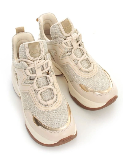Shop Michael Michael Kors Olympia Trainer In Pale Gold