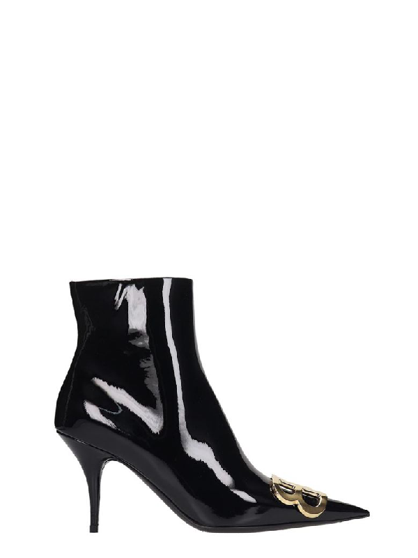 Balenciaga High Heels Ankle Boots In Black Patent Leather | ModeSens