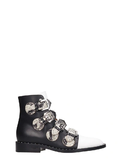 Shop Givenchy Elegant Fl Low Heels Ankle Boots In Black Leather