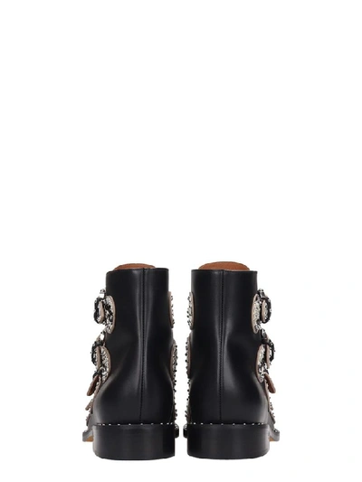 Shop Givenchy Elegant Fl Low Heels Ankle Boots In Black Leather