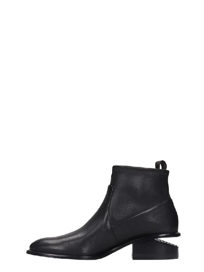 Shop Alexander Wang Kori Strech Low Heels Ankle Boots In Black Leather And Fabric