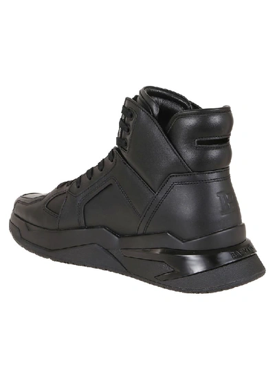 Shop Balmain Sneaker B Ball-calfskin Leather In Eap Noir Noir