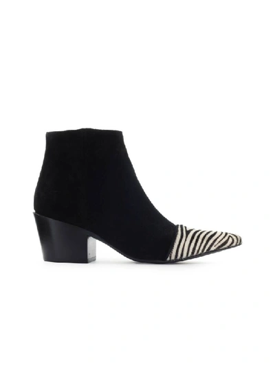 Shop Marc Ellis Suede With Zebra Tip Ankle Boot In Nero (black)