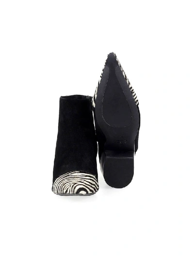 Shop Marc Ellis Suede With Zebra Tip Ankle Boot In Nero (black)