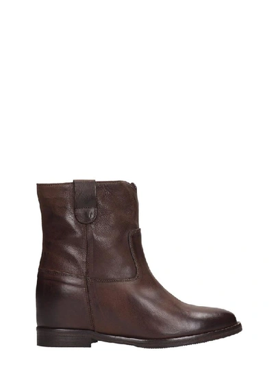 Shop Julie Dee High Heels Ankle Boots In Brown Leather