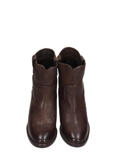 Shop Julie Dee High Heels Ankle Boots In Brown Leather
