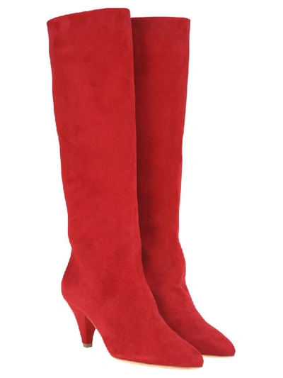 Shop Laurence Dacade Mid Length Suede Boots In Red