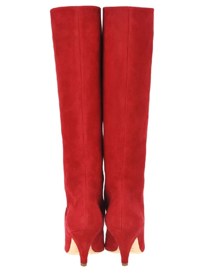 Shop Laurence Dacade Mid Length Suede Boots In Red