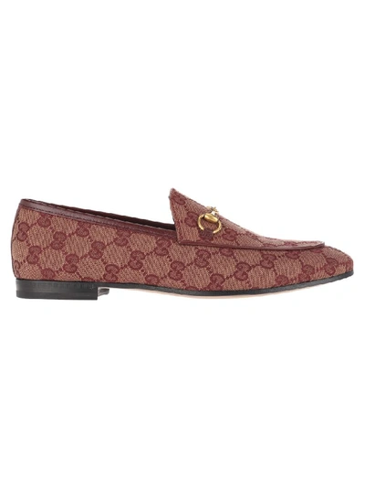 Shop Gucci Jordaan Gg Canvas Loafer In Sahara Rubino