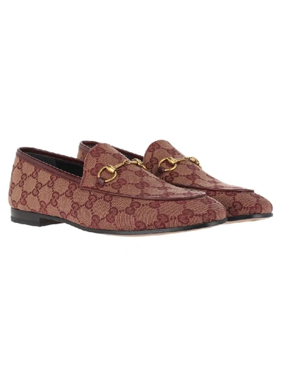 Shop Gucci Jordaan Gg Canvas Loafer In Sahara Rubino