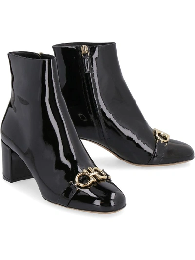 Shop Ferragamo Primula Leather Ankle Boots In Black