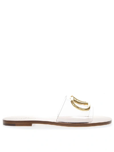 Shop Valentino Camel Vlogo 5 Mm Slide Sandal