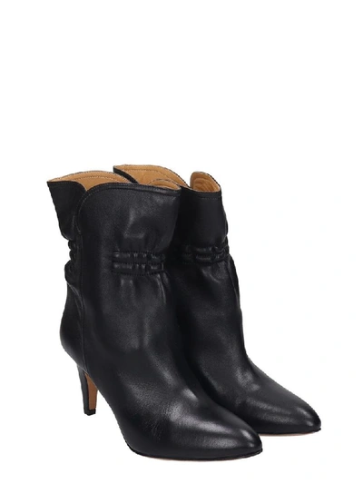 Shop Isabel Marant Dedie High Heels Ankle Boots In Black Leather