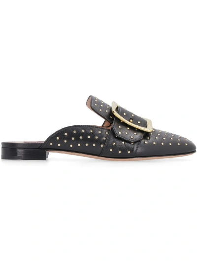 Shop Bally Janesse Leather Slippers In Black
