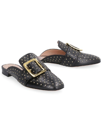 Shop Bally Janesse Leather Slippers In Black