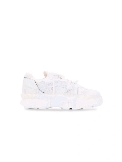 Shop Maison Margiela Addict Sneakers In White Leather In Bianco