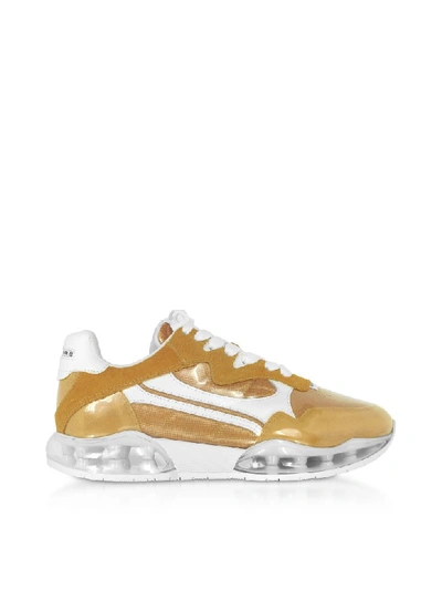 Shop Alexander Wang Mineral Yellow Suede & Mesh Stadium Sneakers In Gold
