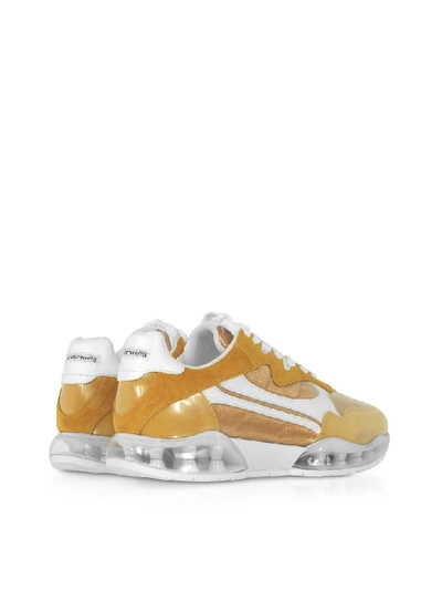 Shop Alexander Wang Mineral Yellow Suede & Mesh Stadium Sneakers In Gold