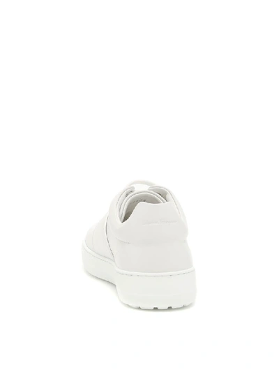 Shop Ferragamo Calfskin Fasano Sneakers In Bianco Ottico (white)