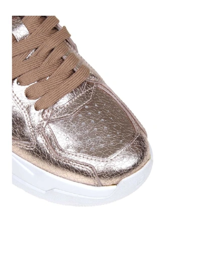 Shop Balmain B-ball Sneakers In Rose Laminated Leather In Pink