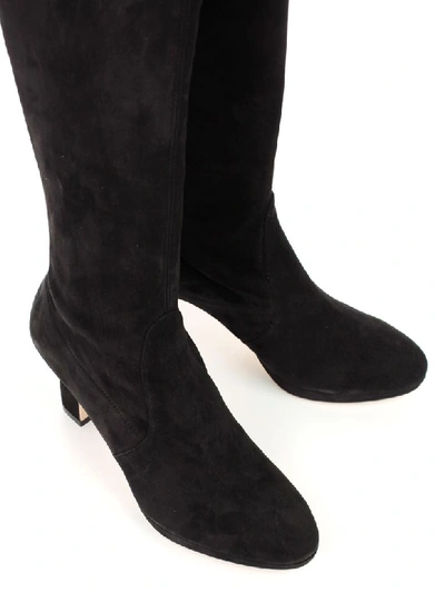 Shop Stuart Weitzman High Boots Suede W/heel In Black