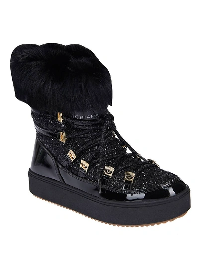 Shop Chiara Ferragni Glitter Snow Boots In Black