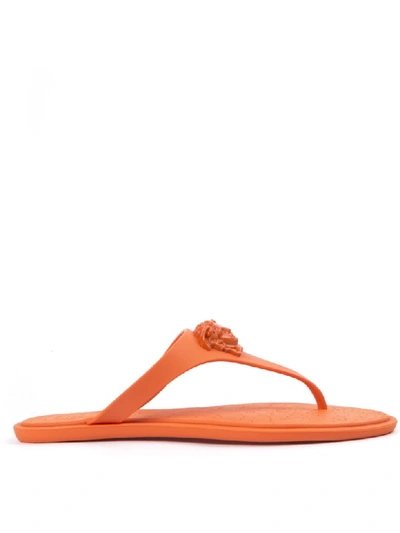 Shop Versace Medusa Rubber Flip Flops Sandals In Bright