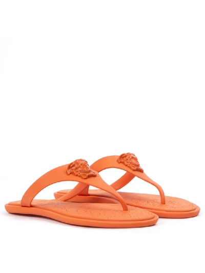 Shop Versace Medusa Rubber Flip Flops Sandals In Bright