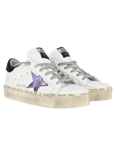 Shop Golden Goose Hi Star Sneakers In White + Lillac
