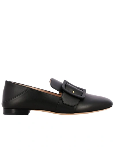 Shop Bally Leather Loafer With Buckle In Black