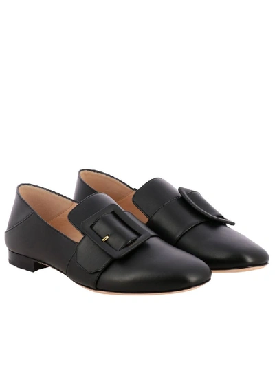 Shop Bally Leather Loafer With Buckle In Black