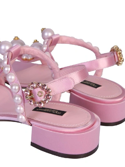 Shop Dolce & Gabbana Satin Sandals In Rosa