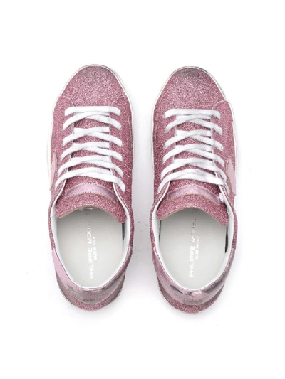 Shop Philippe Model Paris Pink Glitter Sneaker In Rosa