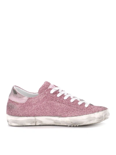 Shop Philippe Model Paris Pink Glitter Sneaker In Rosa