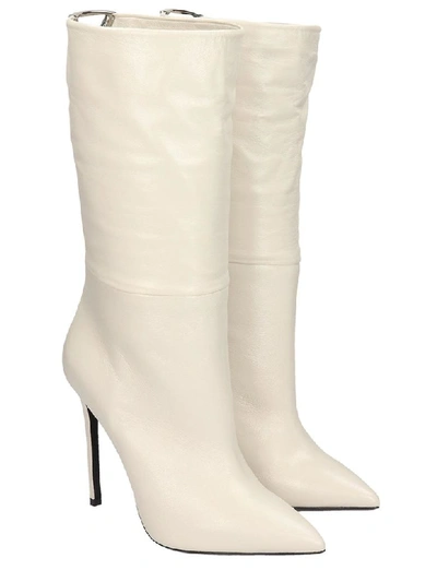 Shop Greymer High Heels Ankle Boots In White Leather