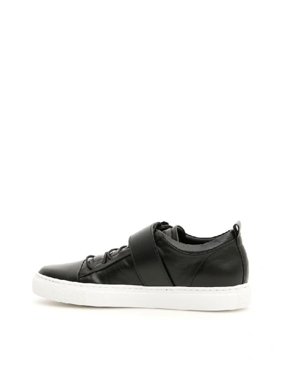 Shop Lanvin Square Buckle Nappa Sneakers In Black (black)