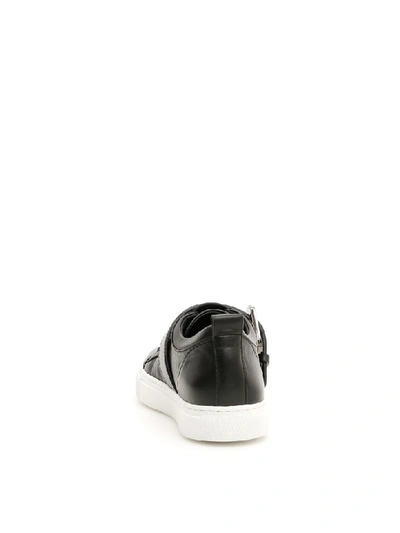 Shop Lanvin Square Buckle Nappa Sneakers In Black (black)
