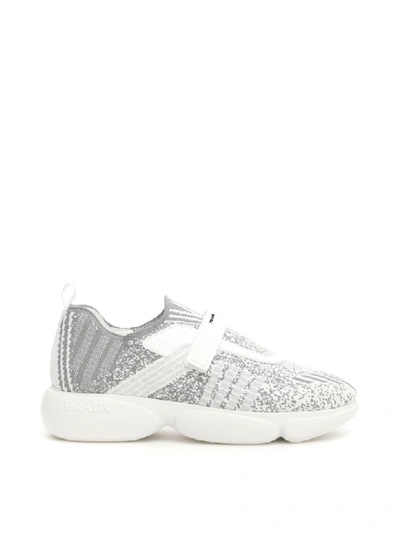 Shop Prada Cloudbust Sneakers In Bianco Acciaio (white)