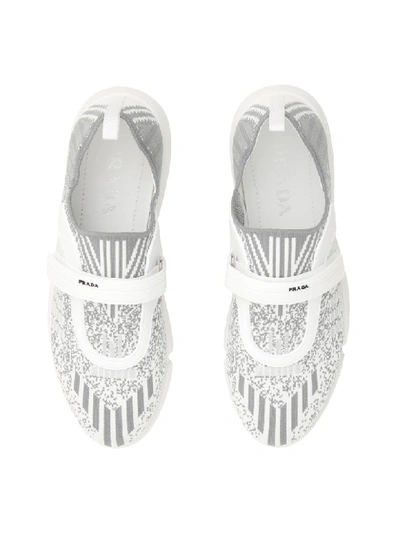 Shop Prada Cloudbust Sneakers In Bianco Acciaio (white)