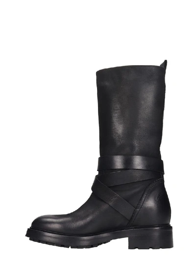 Shop Strategia Combat Boots In Black Leather