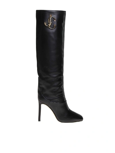 Shop Jimmy Choo Mahesa 100 Boot In Black Calf Leather