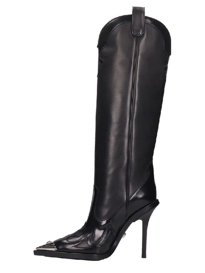 Shop Versace Texan Boots In Black Leather